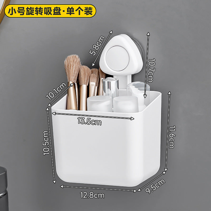 Household bathroom storage box Rectangle plastic suction cup Bathroom rack No punching suction cup wall-mounted storage box