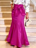 European and american chic elegant slimming midi skirt - versatile party & gathering bow-tie fishtail skirt
