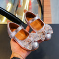 Girls'  spring bowknot soft-soled princess leather shoes - velcro closure, korean style for little princesses (sizes for mid-to-large children)