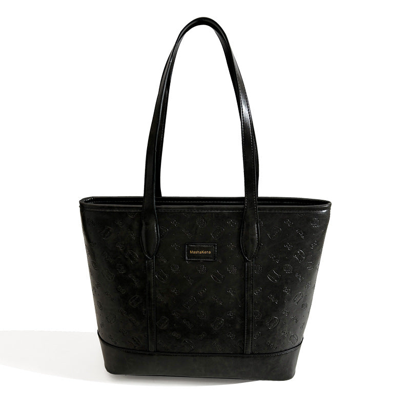 Vintage large capacity women's bag 2025 new autumn/winter light luxury shoulder bag minimalist student school bag women's tote bag