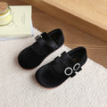 Vancahao girls' velvet princess shoes, new spring  collection: kids' double-row velcro moccasins, soft sole flats