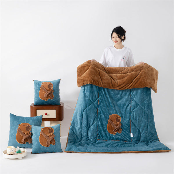 2024 New Milk Fleece Multifunctional Pillow Quilt Scarf Dolphin Series, Plush, Thickened Plush Doll