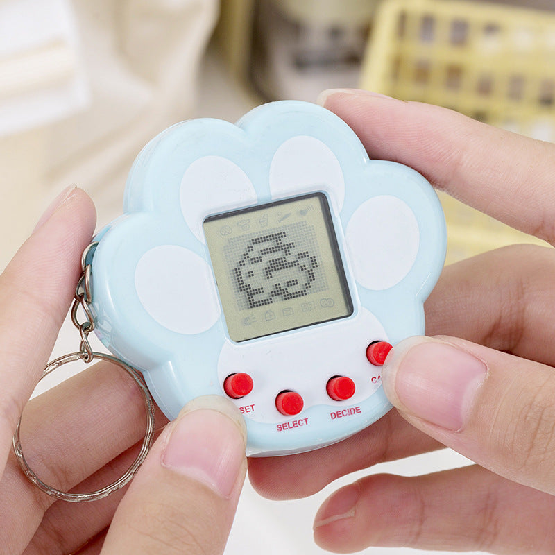 cartoon cat paw game console toy - cute & creative mini electronic pet machine keychain charm for kids