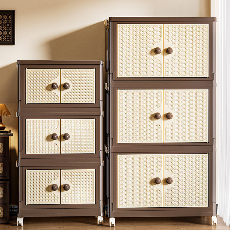 Cabinet folding storage box double door household clothing locker sorting medium and ancient style retro multi-layer storage furniture