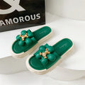 Fashionable and luxurious women's slippers: thickened, floral-embellished, indoor/outdoor, bathroom, anti-slip, summer korean style