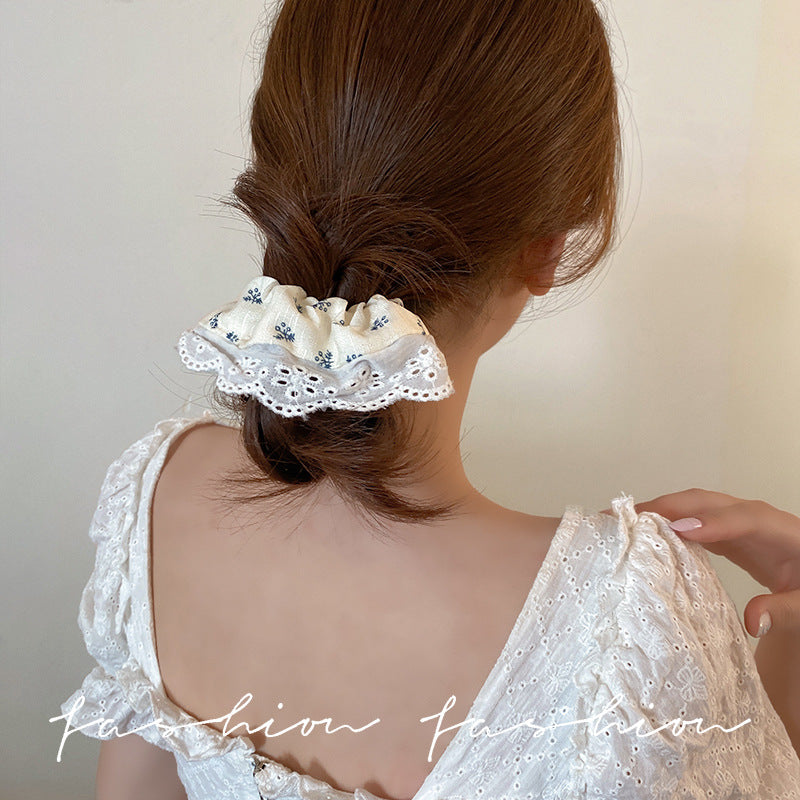 Korean style gentle small floral large intestine hair tie large artsygirl fabric ball head lazy atmosphere headband