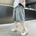 Boys' denim shorts - lightweight summer style,  new collection - kids' mid-length shorts, versatile summer pants for older boys