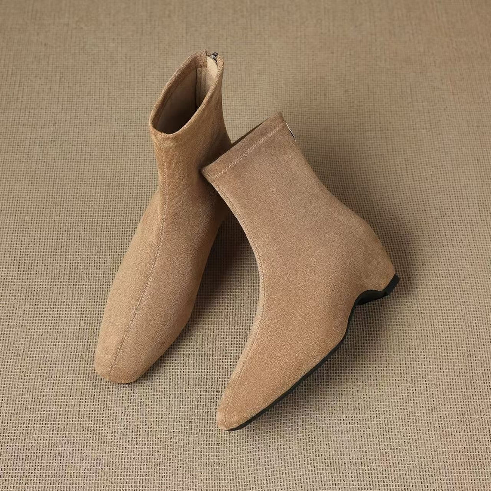 Retro slimming lookexport mid heel boots autumnew arrival suede thick heel plus size stretch slim boots for women