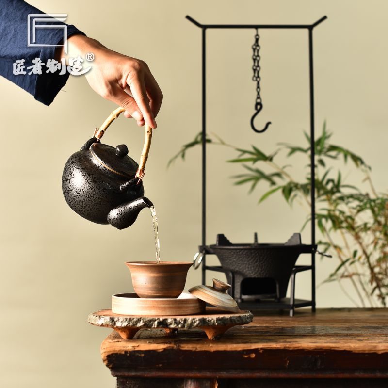 Stove tea kettle suit complete set of cast iron charcoal stove liangyi hook charcoal stove boiling water ceramic for home teapot handle kettle