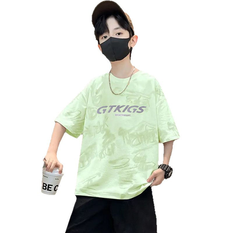 Boys' summer outfit set: new styles for mid-to-large children, lightweight short-sleeve activewear, trendy summer two-piece set for boys