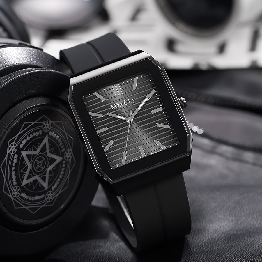New arrival cross-border hot-selling silicone strap men's watch, foreign trade bestseller, quartz fashion wristwatch, wholesale