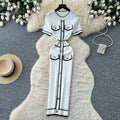 Accessible luxury tweed styleknitting gentle dress women's summer metal buckle silmslimming looka-line eleganceelegant long skirt