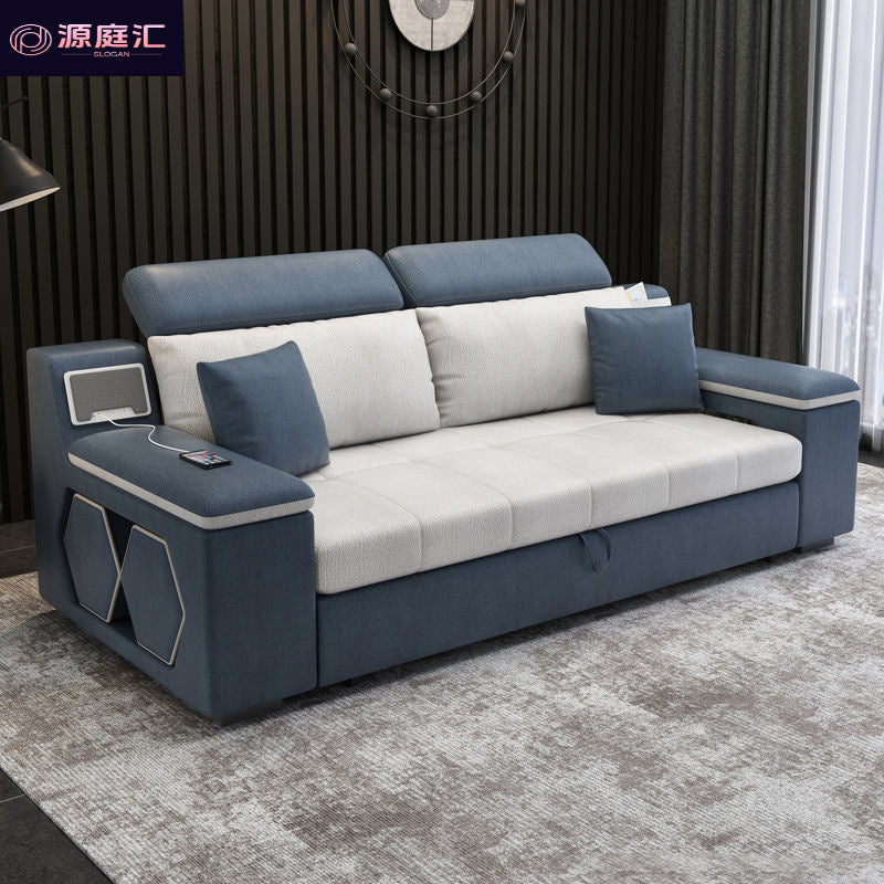 Sofa bed foldable dual-purpose pull-out multi-functional modern for home small apartment double slot living room technology cloth sofa