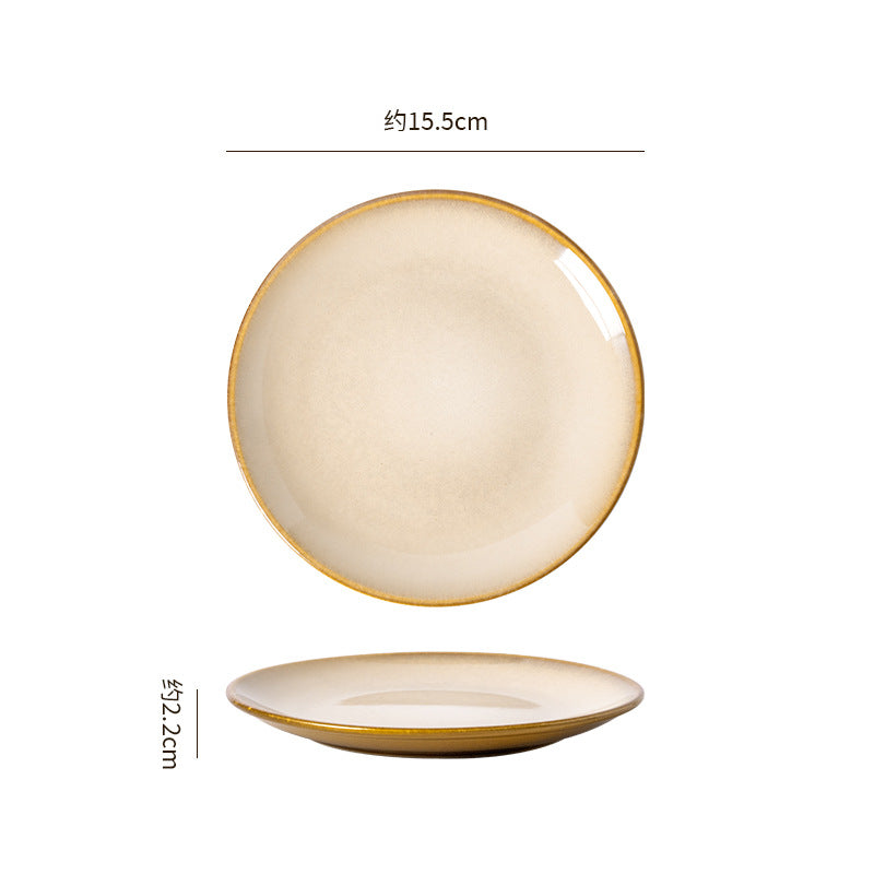 Retro high-looking ceramic stylish dessert plate shallow plate restaurant hotel cooking plate steak western food plate snack plate