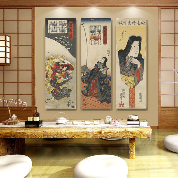 Samurai tattoo shop painting Japanese ukiyo-e painting niche new century photo background wall painting role play tabletop game decorative painting