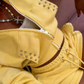 S391631 cross-border women's clothing rivet sportswear suit yellow zipper sweatshirt jacket drawstring shorts two-piece set