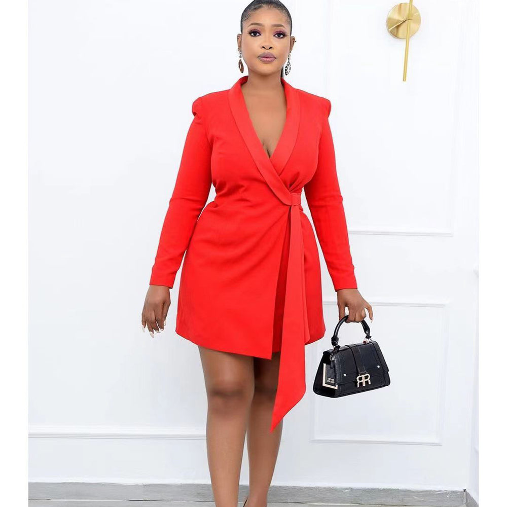 D3066 autumnew arrivalelegantwork clothing office silm strap suit skirtplus size cross-border dress