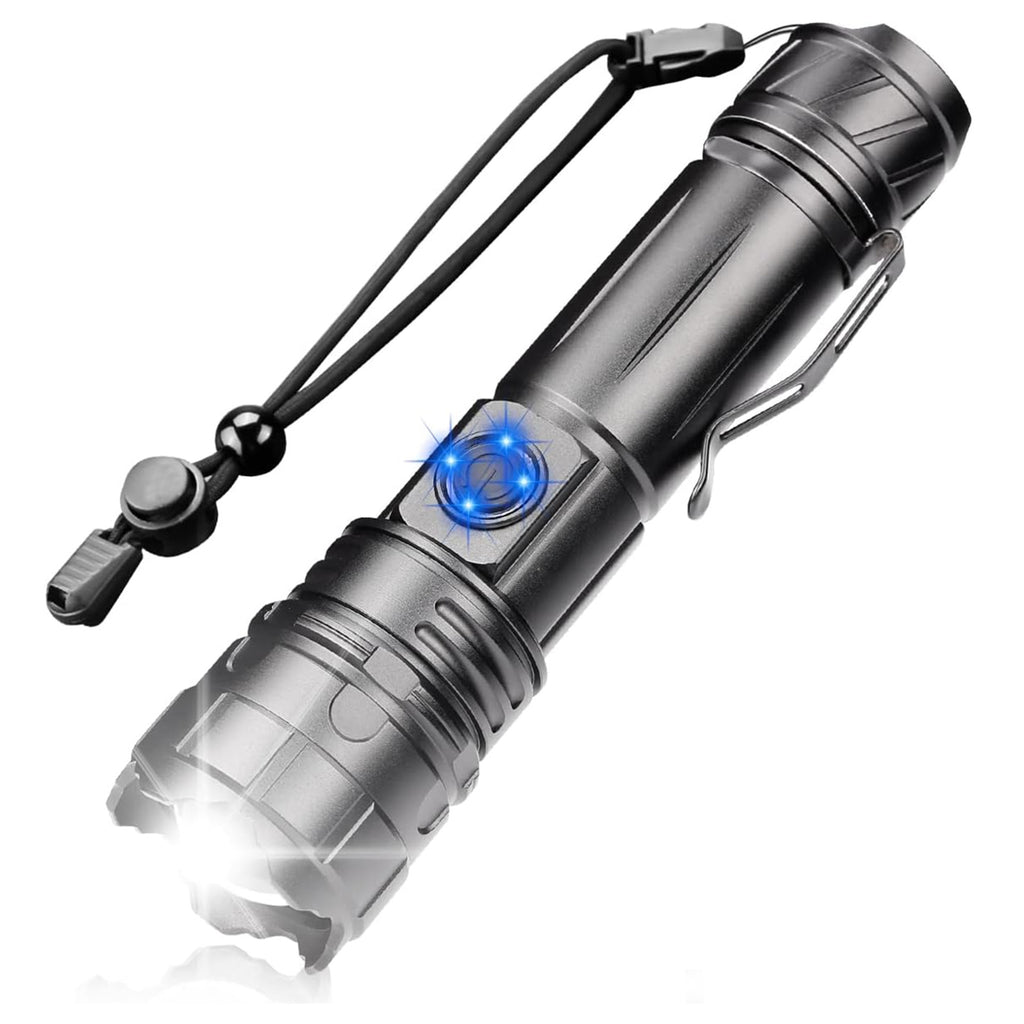 Cross-border tactical LED strong light flashlight outdoor small and convenient emergency lighting with pen holder zoom remote shooting flashlight