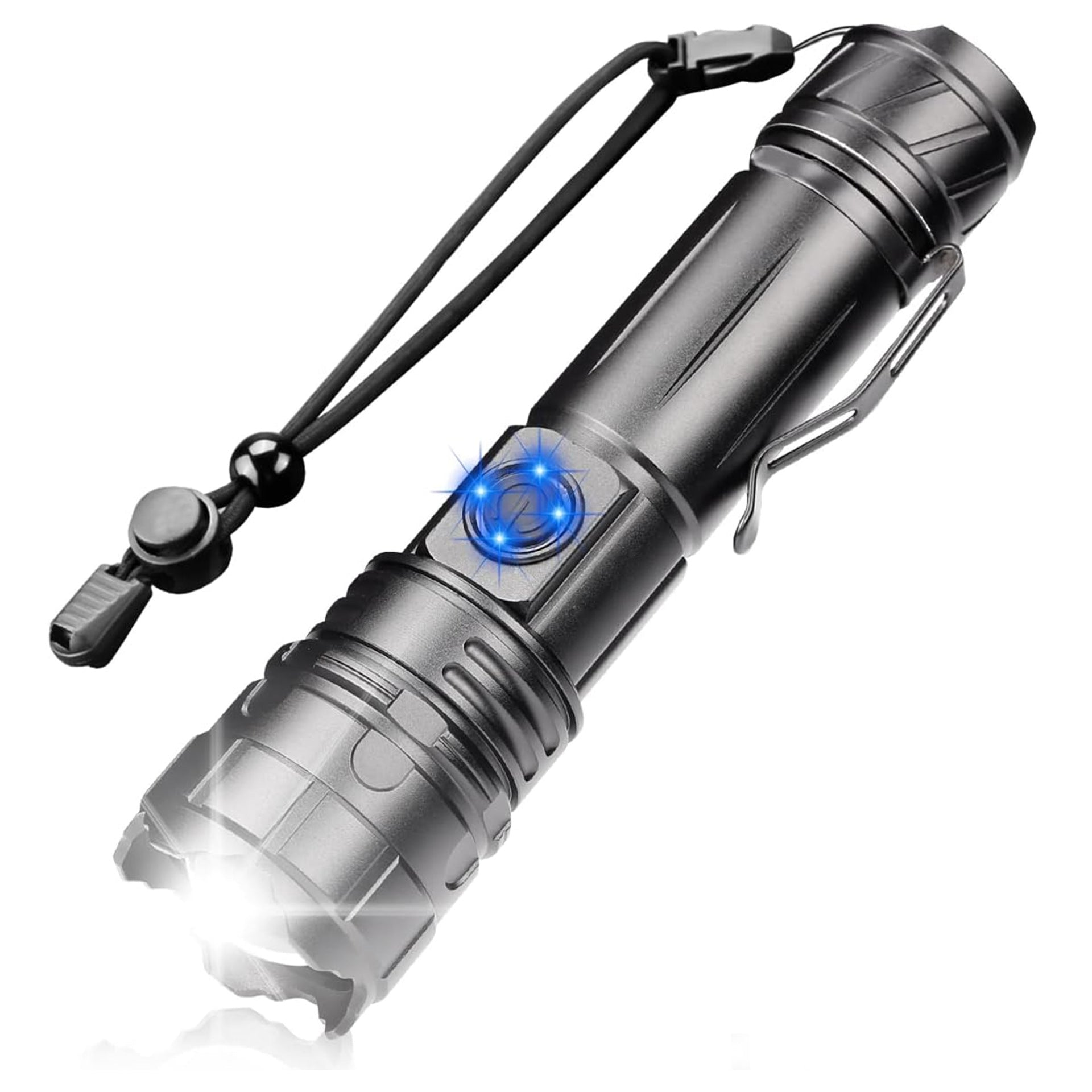 Cross-border tactical LED strong light flashlight outdoor small and convenient emergency lighting with pen holder zoom remote shooting flashlight