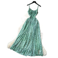 French riviera style green polka dot cami dress - women's summer versatile high-waisted slimming elegant maxi dress
