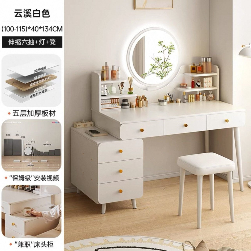 Bedroom dressing table for home chest of drawers all-in-one makeup table small apartment room multifunctional storage retractable dressing table