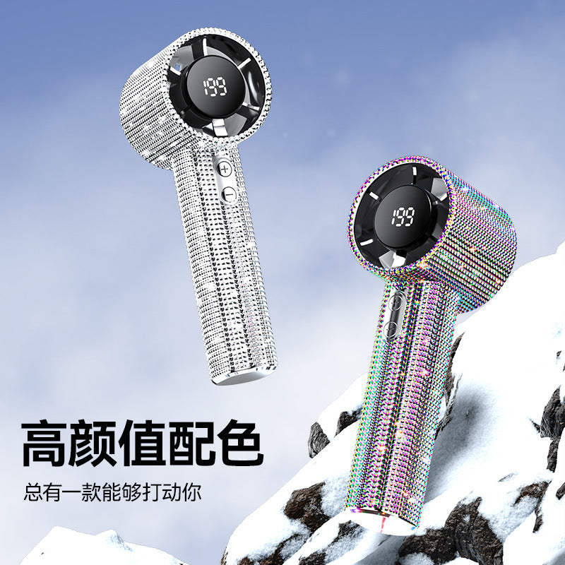 Amazon's best-selling diamond-filled high-speed small fan 199-speed violent turbine diamond handheld digital display small wind cannon cross-border