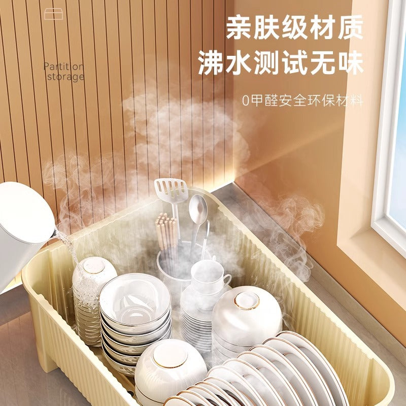 Bowl and chopsticks storage box, dish storage rack, kitchen for home multifunctional drain rack with lid, cupboard storage box