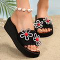 plus size flip-flops for women, 2025 summer european and american style, temu hot-selling outdoor rhinestone flower sandals