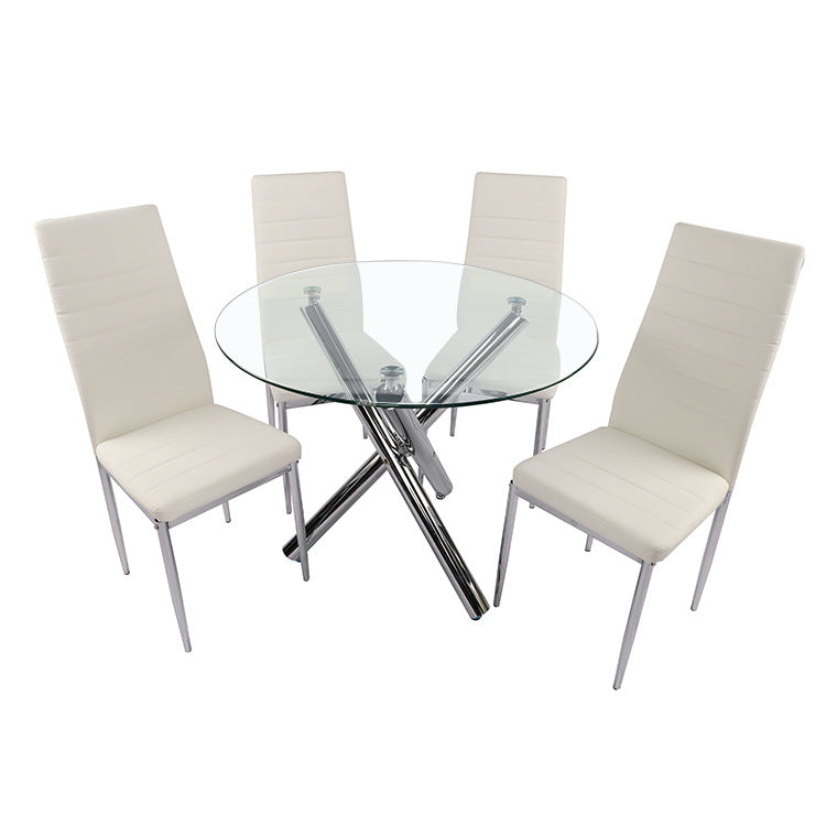 Tempered glass dining table set - modern luxury, high-end design, ideal for meetings and home use - minimalist dining table and chairs
