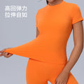 new arrival round neck fitness wear short-sleeved women's quick-drying breathable tight-fitting sportswear outdoor running yoga wear tops