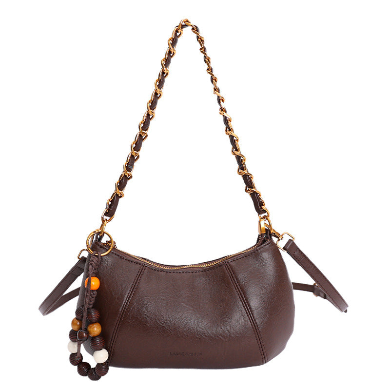 Women's underarm bag 2025 new winter retro niche chain shoulder bag suede high-end crossbody bag