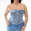 Amazon tiktok pinduoduo foreign trade cross-border fashion american retro plus size tube top denim waist top women