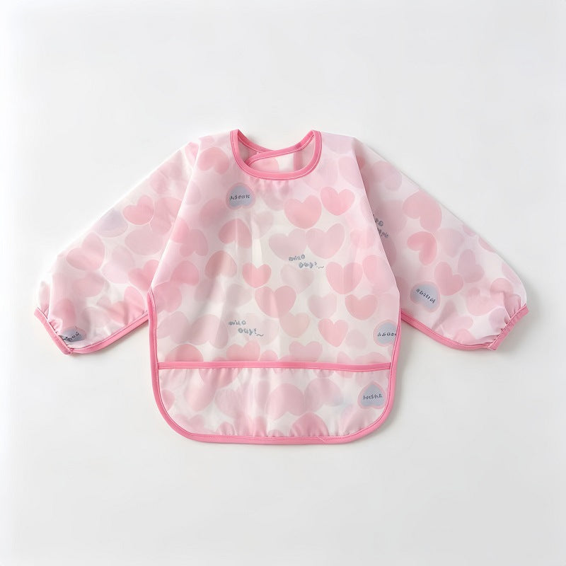 Kidslong sleeveswaterproof smock eating bib infant anti-dirty clothing food supplement apron children's painting waterproof rice pocket