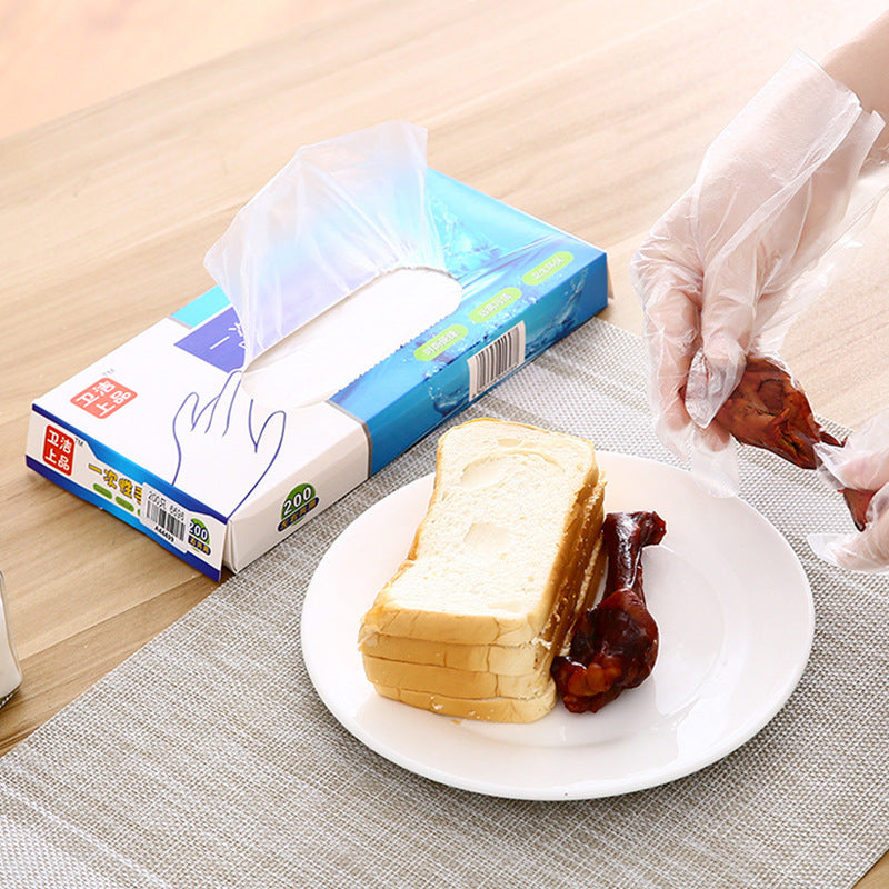 Kitchen Disposable PE Plastic Gloves Film Food Grade 100 Thickened Edible Commercial Boxed Extraction Gloves