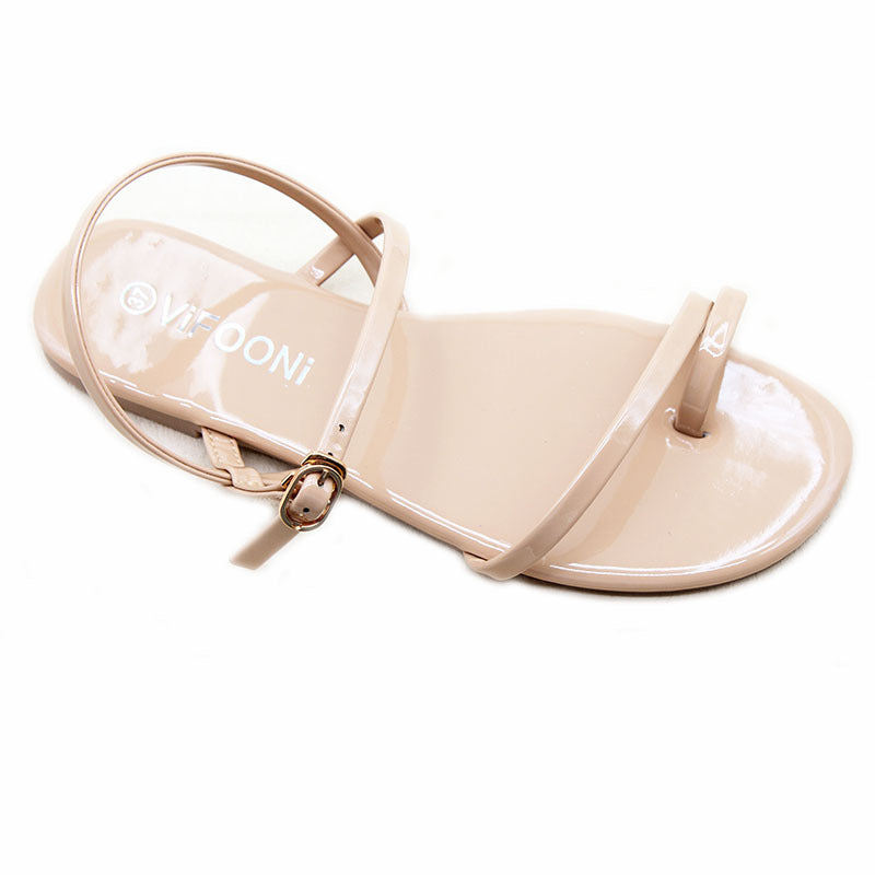 Wholesale shoes sandals  Chaozhou women's shoes fashion glossy toe flat beach sandals