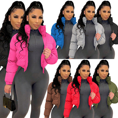 S390799 autumn/winter hot seller: women's padded cotton jacket - european & american style short padded coat