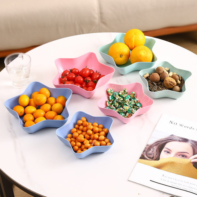 Cute star-shaped fruit and snack plate - perfect for home, living room, coffee table - dried fruit, candy, and fruit storage