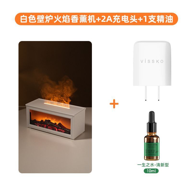 New fireplace simulation flame aroma diffuser humidifier - perfect for office, living room, bedroom, or desktop. features a small, color-changing ambient light