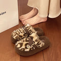 Everyday leopard print fuzzy slippers - winter's hottest trend! stylish round-toe leopard print cotton slippers, chic and non-slip