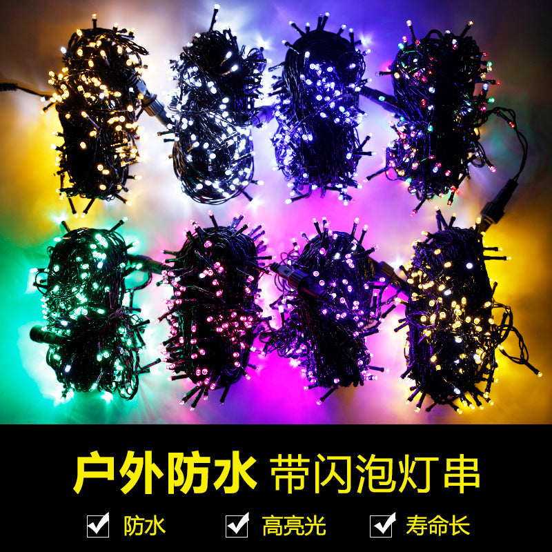 Manufacturer wholesale black line led light string with flash bubble outdoor waterproof male and female plug lighting project Gypsy star lantern string