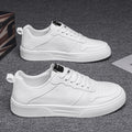 Men's winter breathable leather white sneakers - trendy, versatile, athletic & casual low-top skate shoes for men