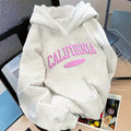 fashion american retro hooded sweatshirt pink foam letters loose shoulder casual pullover