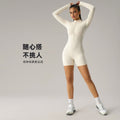 European and american zipper long sleeve bodysuit fitness activewear sexy tight peach butt yoga suit women dlt003