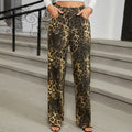 European and american cross-border e-commerce women's autumn new arrivals:  independent site washed wild leopard print denim straight-leg jeans