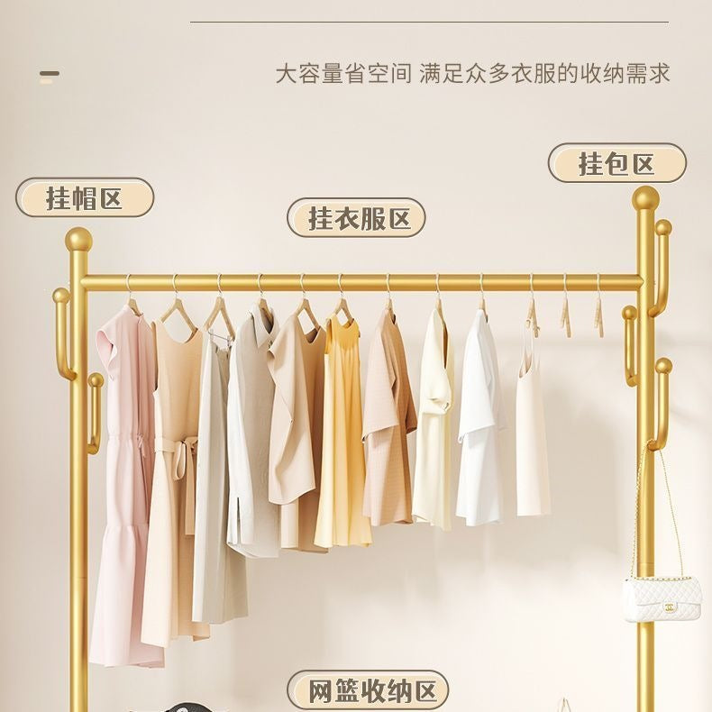 Scandinavian simple clothes drying rack indoor bedroom thickenedmovable floor-standing clothes rack clothes rack floor-standing