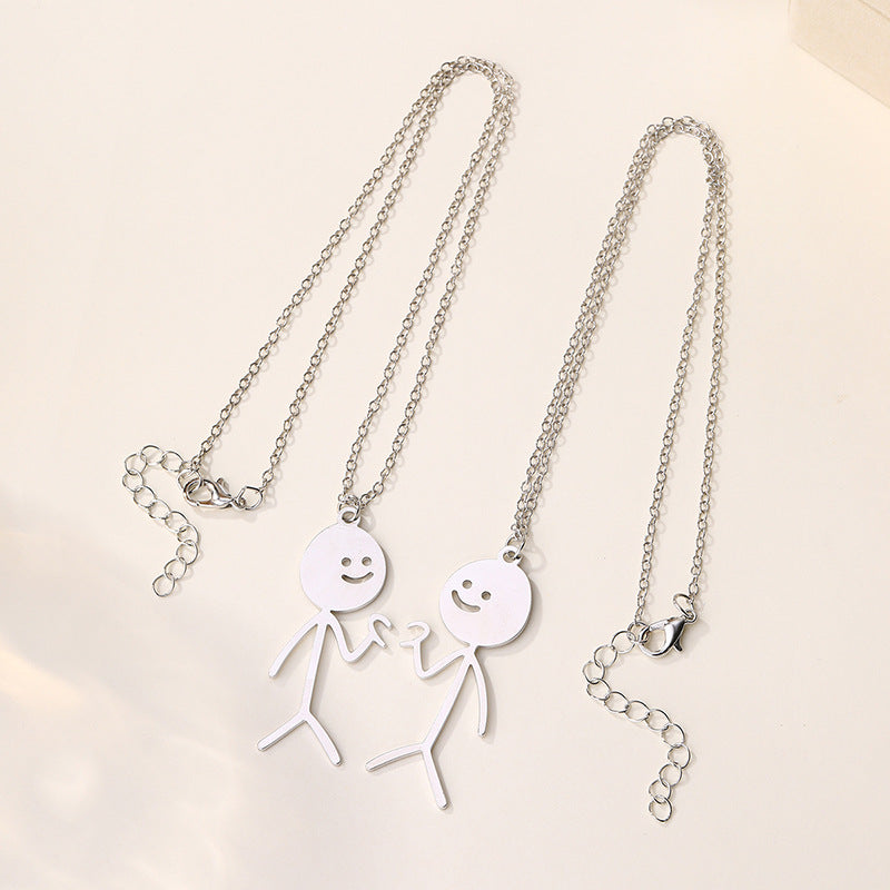 Wholesale alloy figurine pendants - european & american cross-border jewelry, niche high-end, unique couple anime layered necklaces for women