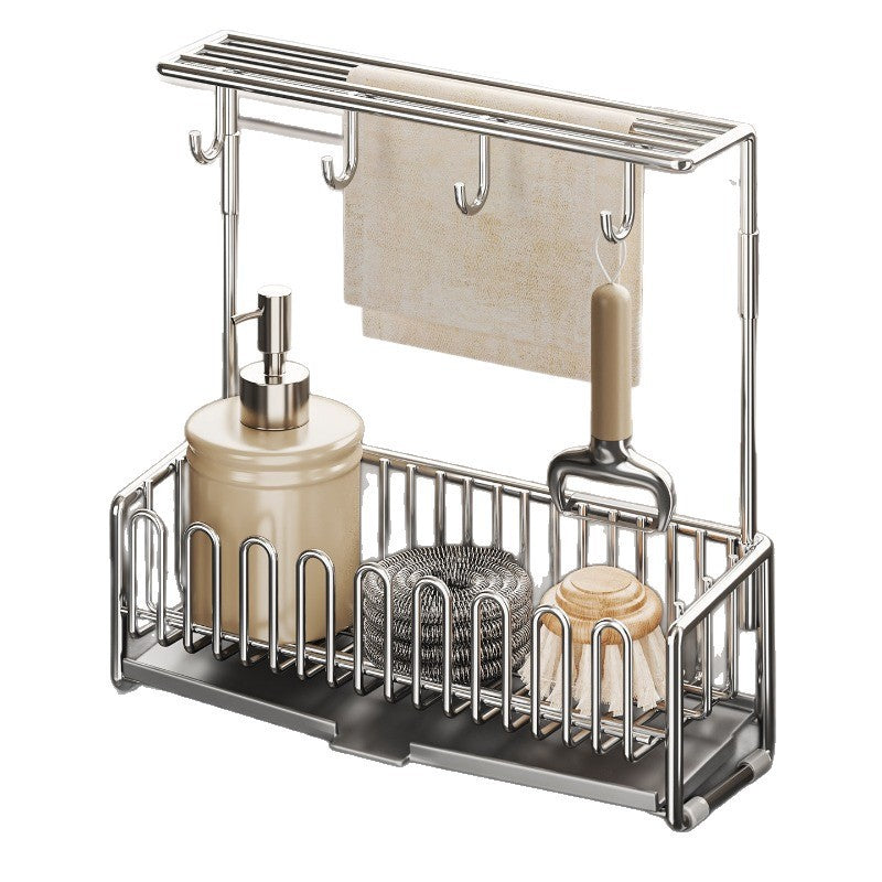 Kitchen stainless steel rag drain rack sink rag rack pool faucet dishwashing steel ball storage drain rack