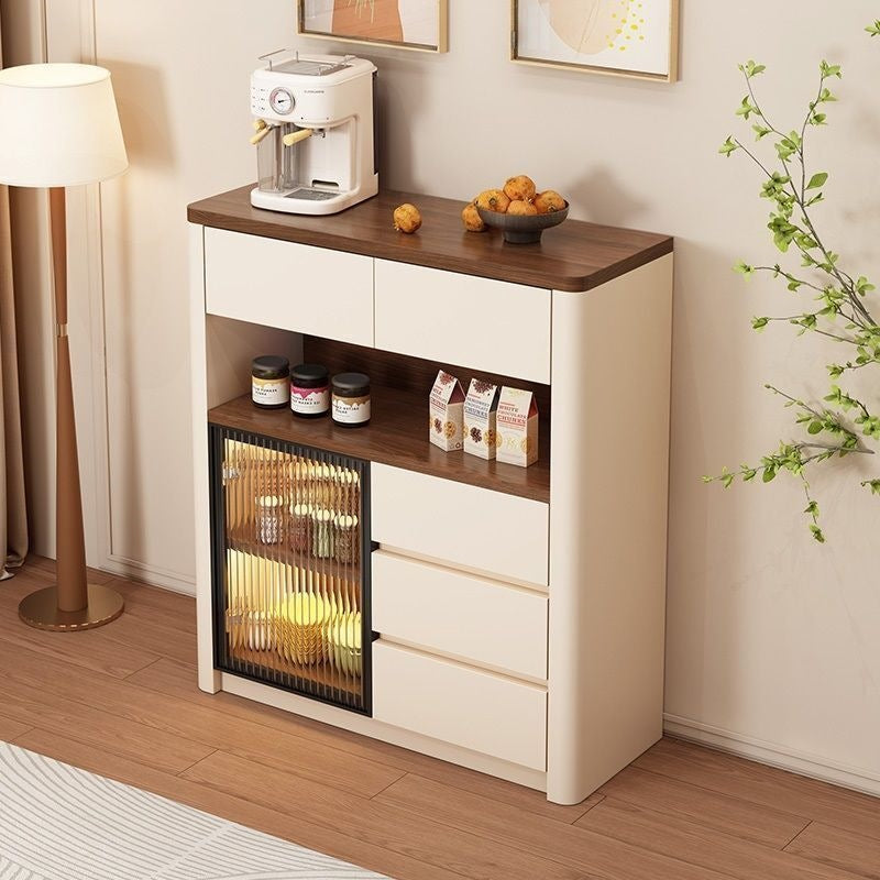 Medieval style sideboard changhong glass with lights for home restaurant tea storage cabinet cream style multifunctional water bar cabinet