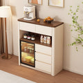 Medieval style sideboard changhong glass with lights for home restaurant tea storage cabinet cream style multifunctional water bar cabinet