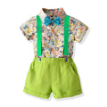 Kids' hong kong style floral shirt performance costume, boys' street dance outfit, runway dress, boys' host outfit, children's day performance costume